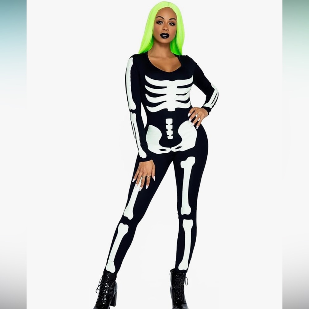 Leg Avenue Glow in the Dark Black and White Skeleton Jumpsuit